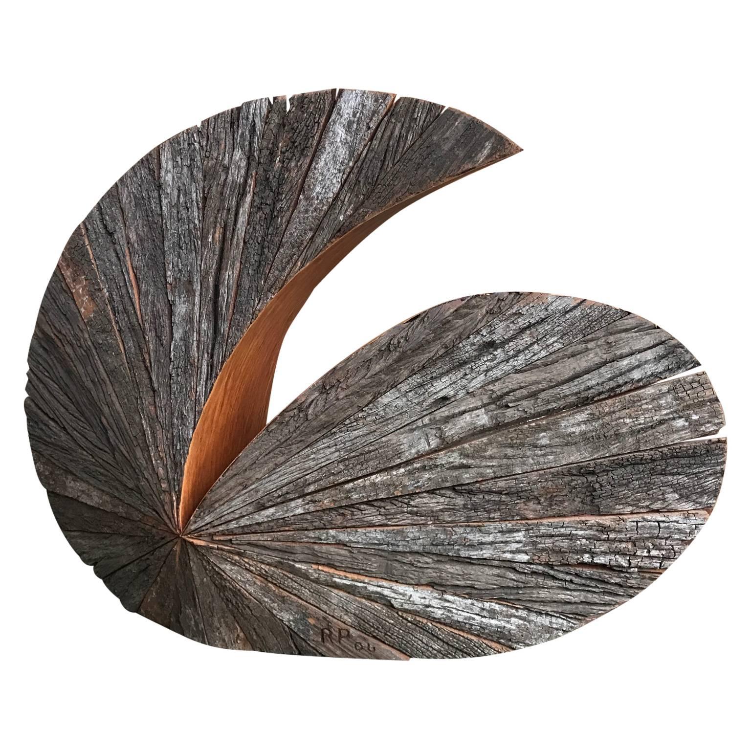 Ricardo Pascale Abstract Sculpture - Organic Swirl Shaped Wooden Sculpture