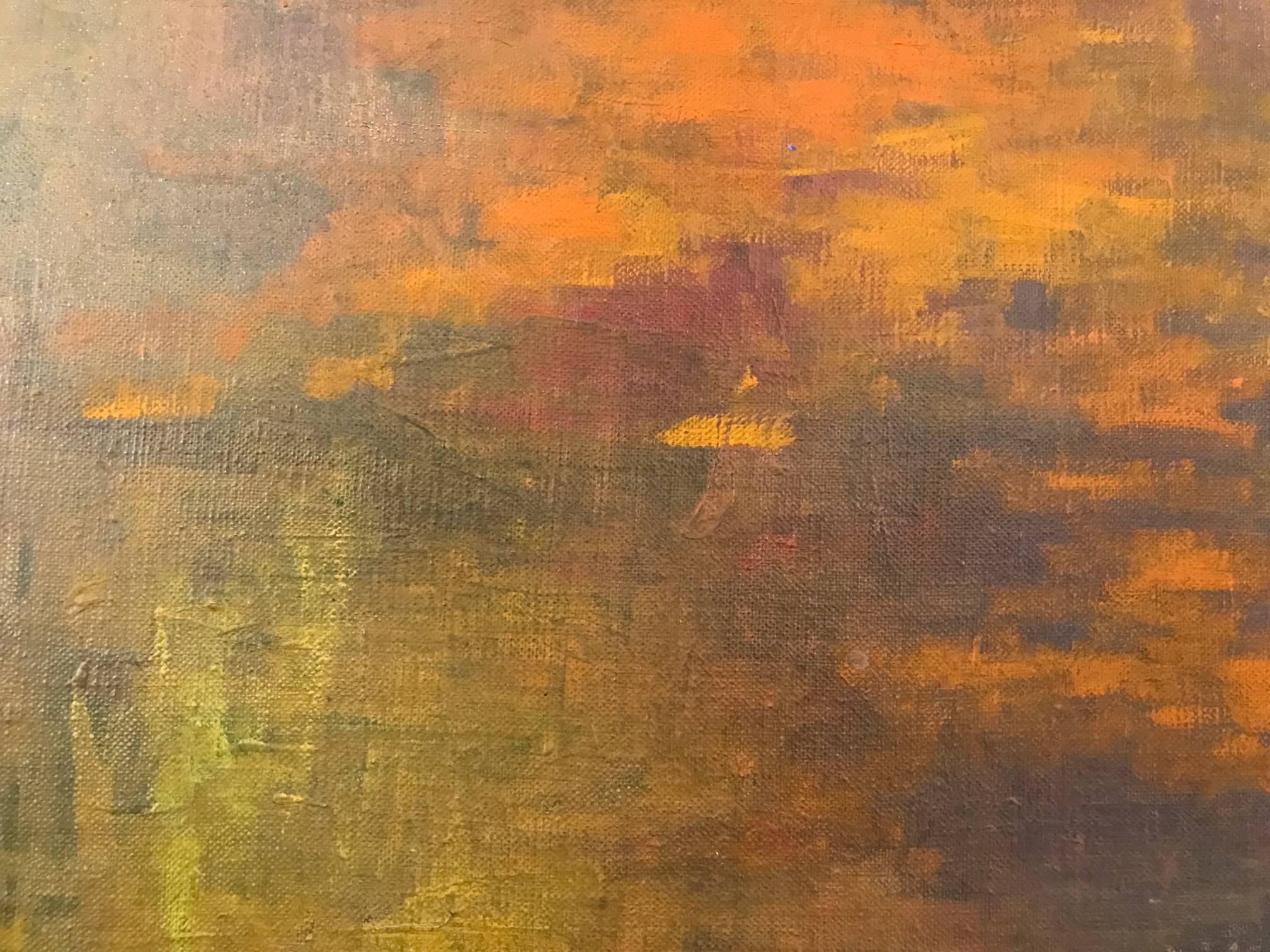 Texas Sunrise Abstract Impressionist Painting (Braun), Abstract Painting, von William Anzalone