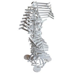 Steel Outdoor White Powder Coated Modern Sculpture