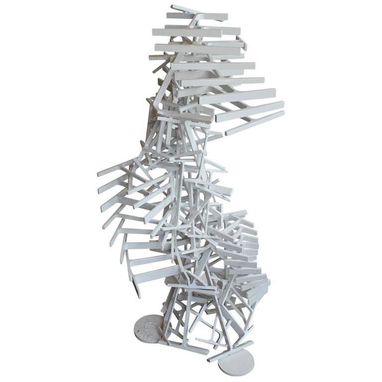 Unknown - Steel Outdoor White Powder Coated Modern Sculpture at 1stDibs
