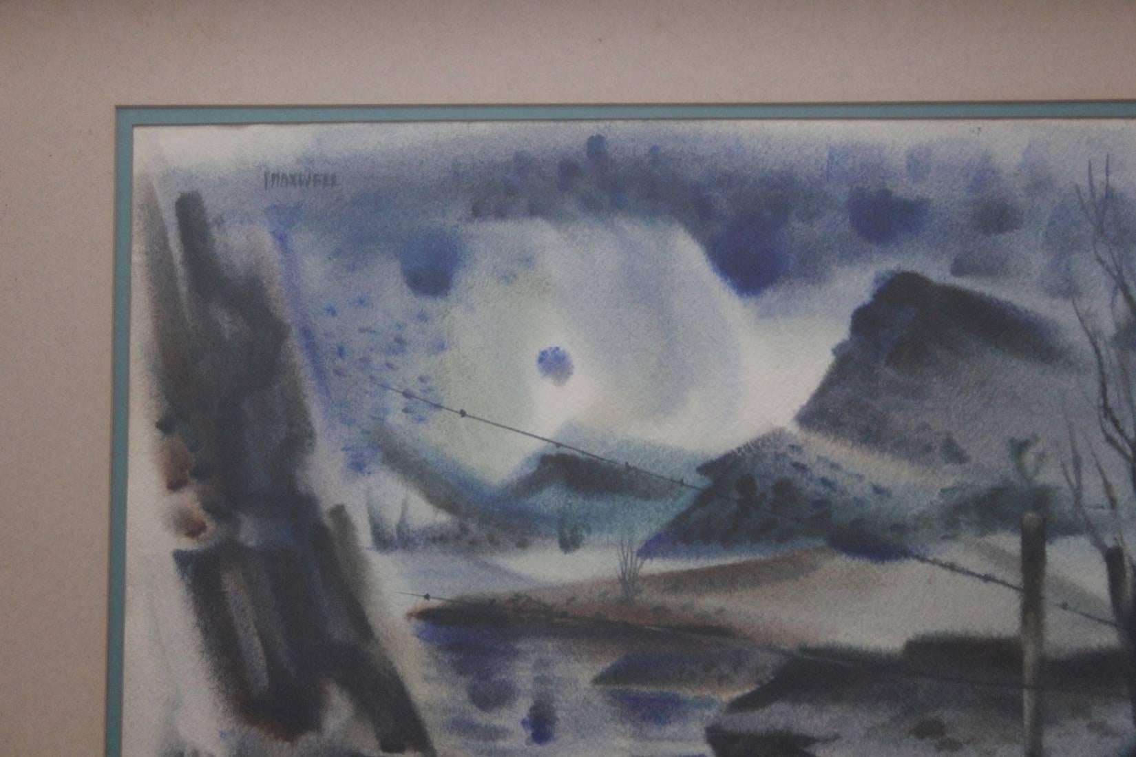Paesaggio astratto del deserto del Texas dei primi anni '50 - Painting Moderno di Paul Maxwell
