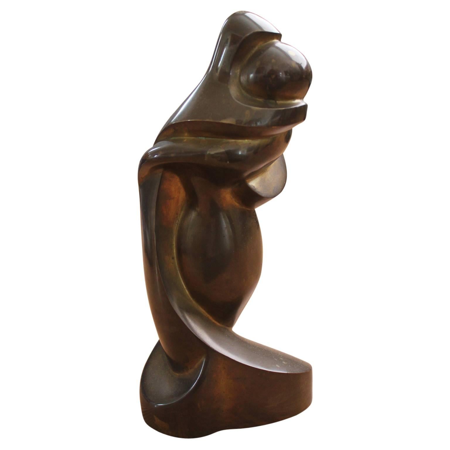 Abstract Sculpture Pierre Mathieu - "Couple Enlacé" Sculpture abstraite figurative en bronze Edition 8 de 50