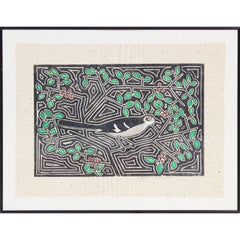 Mockingbird in Yaupon Block Print
