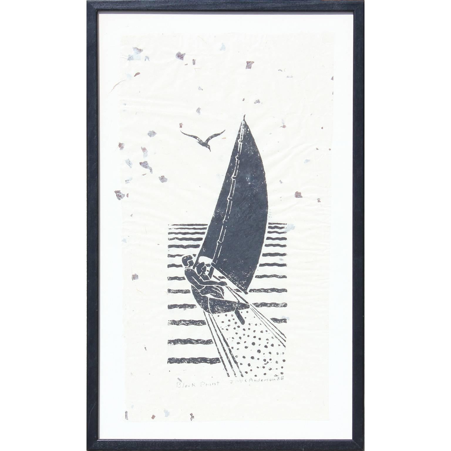 Sailboat Block Print