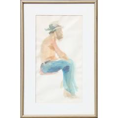 Impressionist Seated Man Watercolor