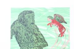 "Surprise" Abstract Animal Lithograph