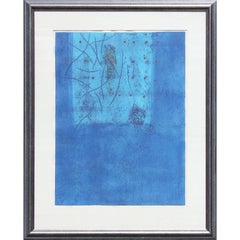 Blue Abstract Expressionist Woodblock Print Edition 3 of 20