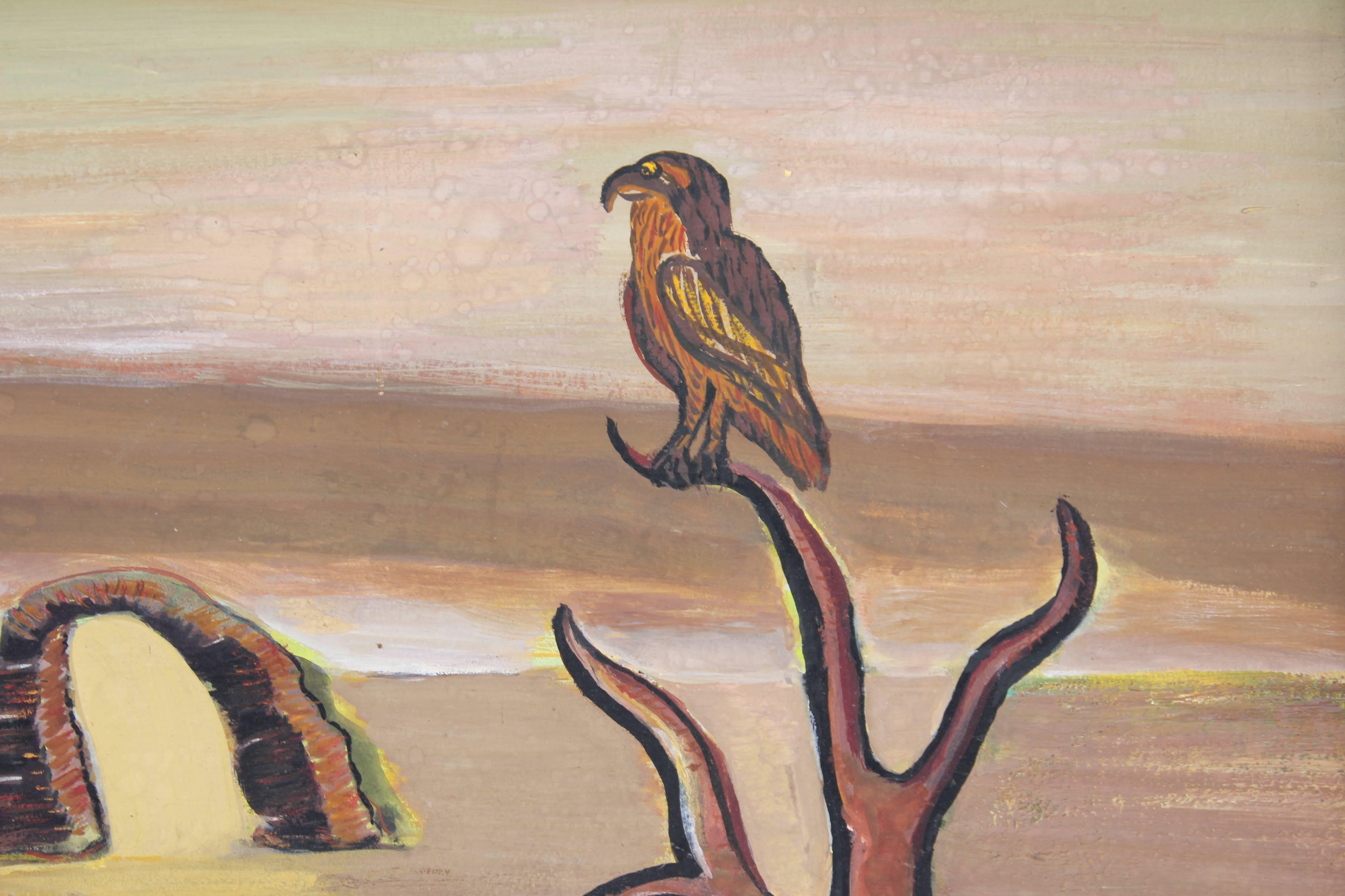 « The Long Road », peinture de paysage du désert surréaliste - Surréalisme Painting par Martin Dreyer