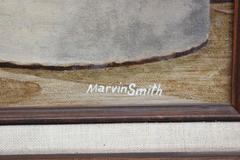 Pittura moderna surrealista con natura morta di un davanzale di campagna e cavalli