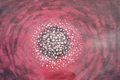 Peinture abstraite de coucher de soleil rouge, pointilliste