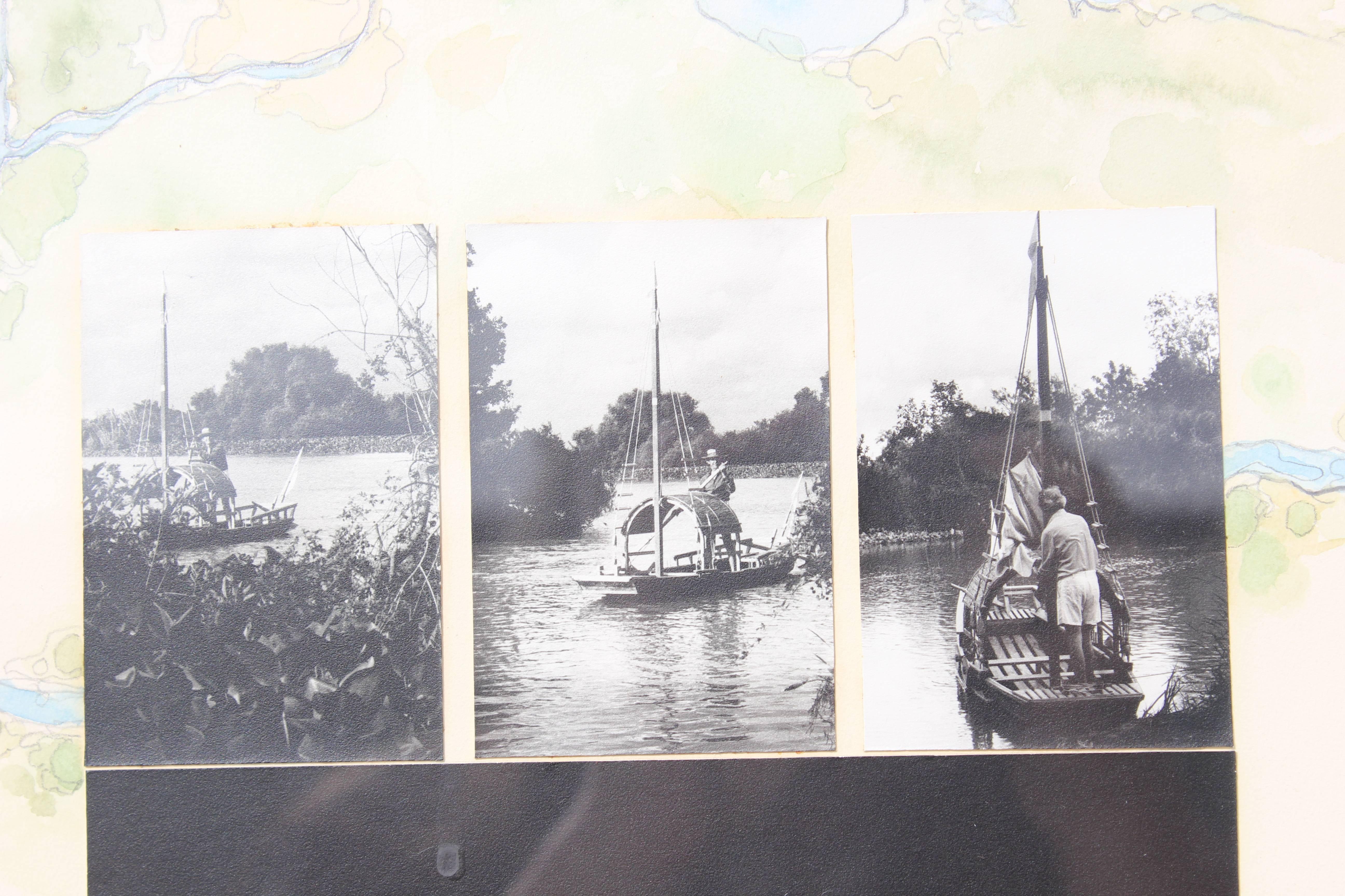Collage a tecnica mista di mappe disegnate a mano e fotografie intitolato 