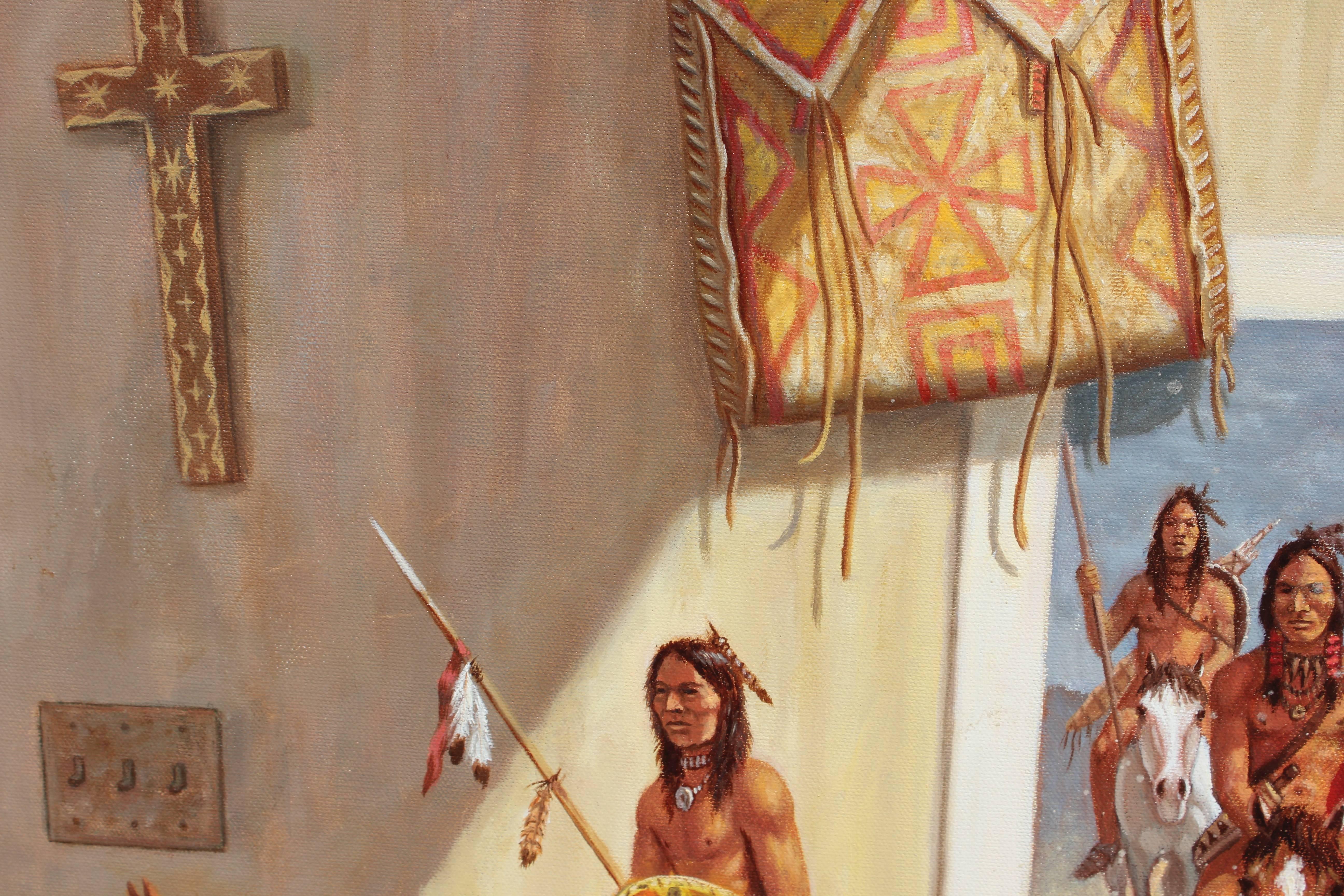 Surreales Gemälde der amerikanischen Ureinwohner des Coming to Life (Surrealismus), Painting, von Bo Newell