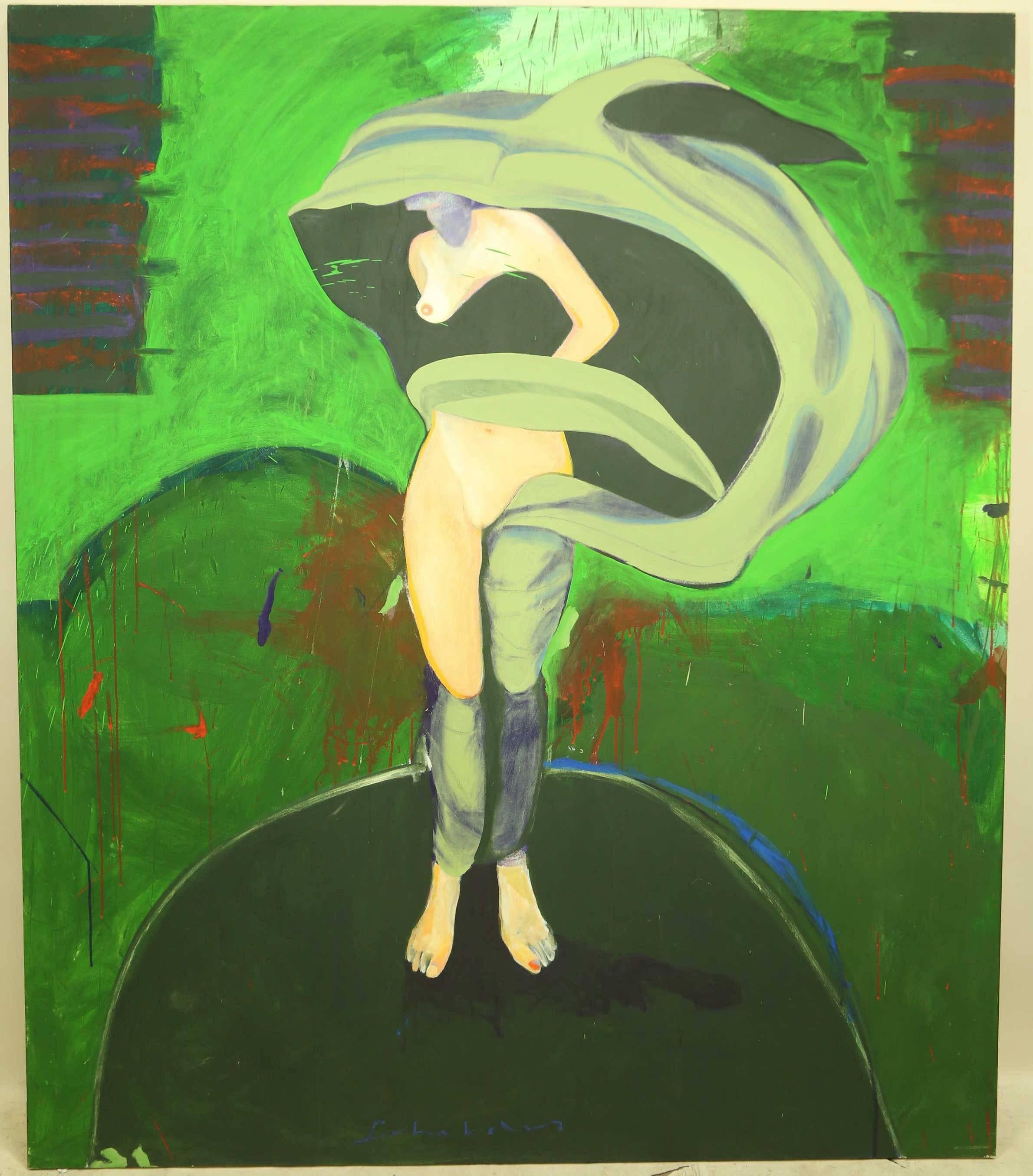 Fritz Scholder Abstract Painting - "Millennium #7", Massive Surrealist Female Nude Painting