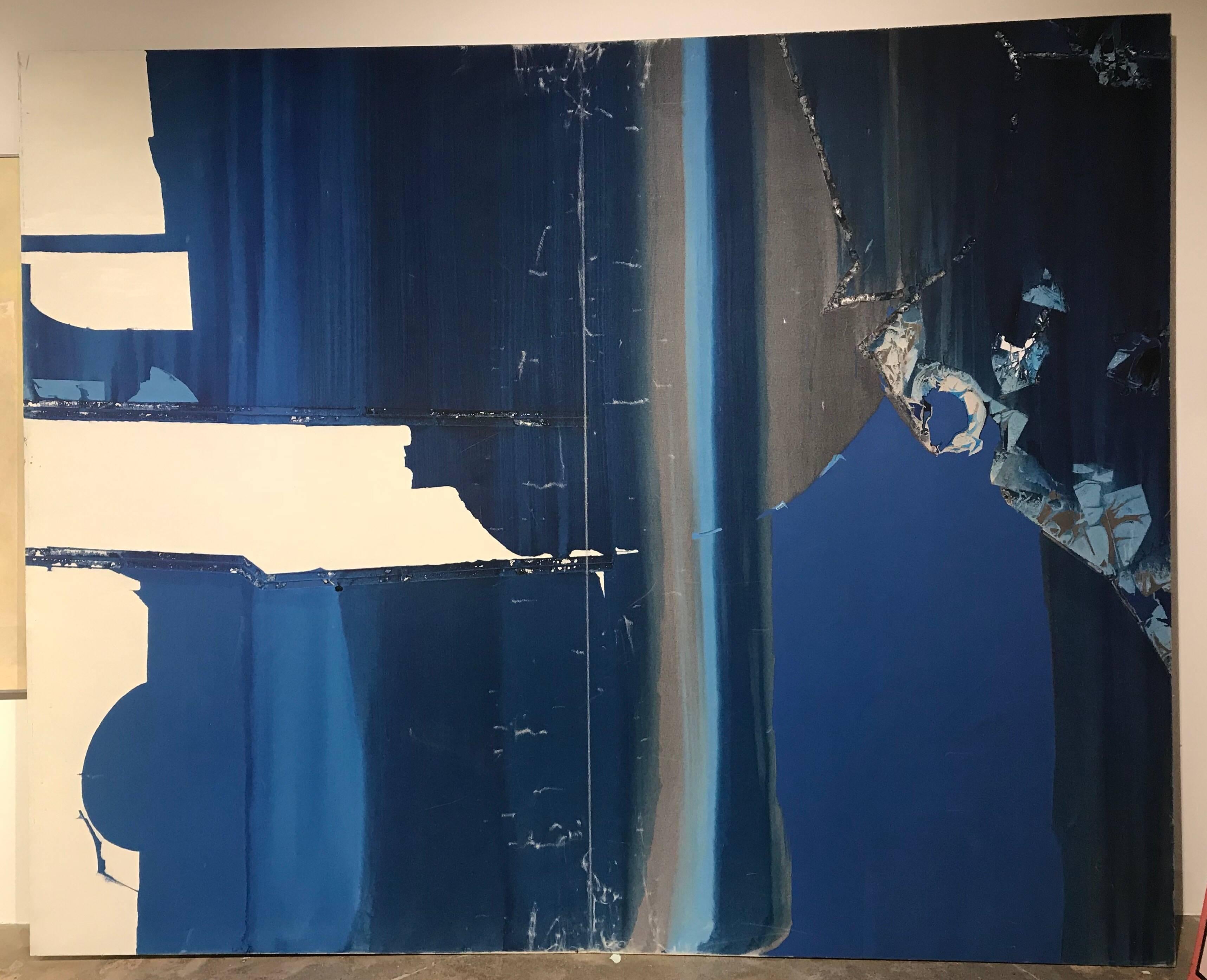 Monumental Untitled Blue and White Abstract - Painting by Dorothy Hood