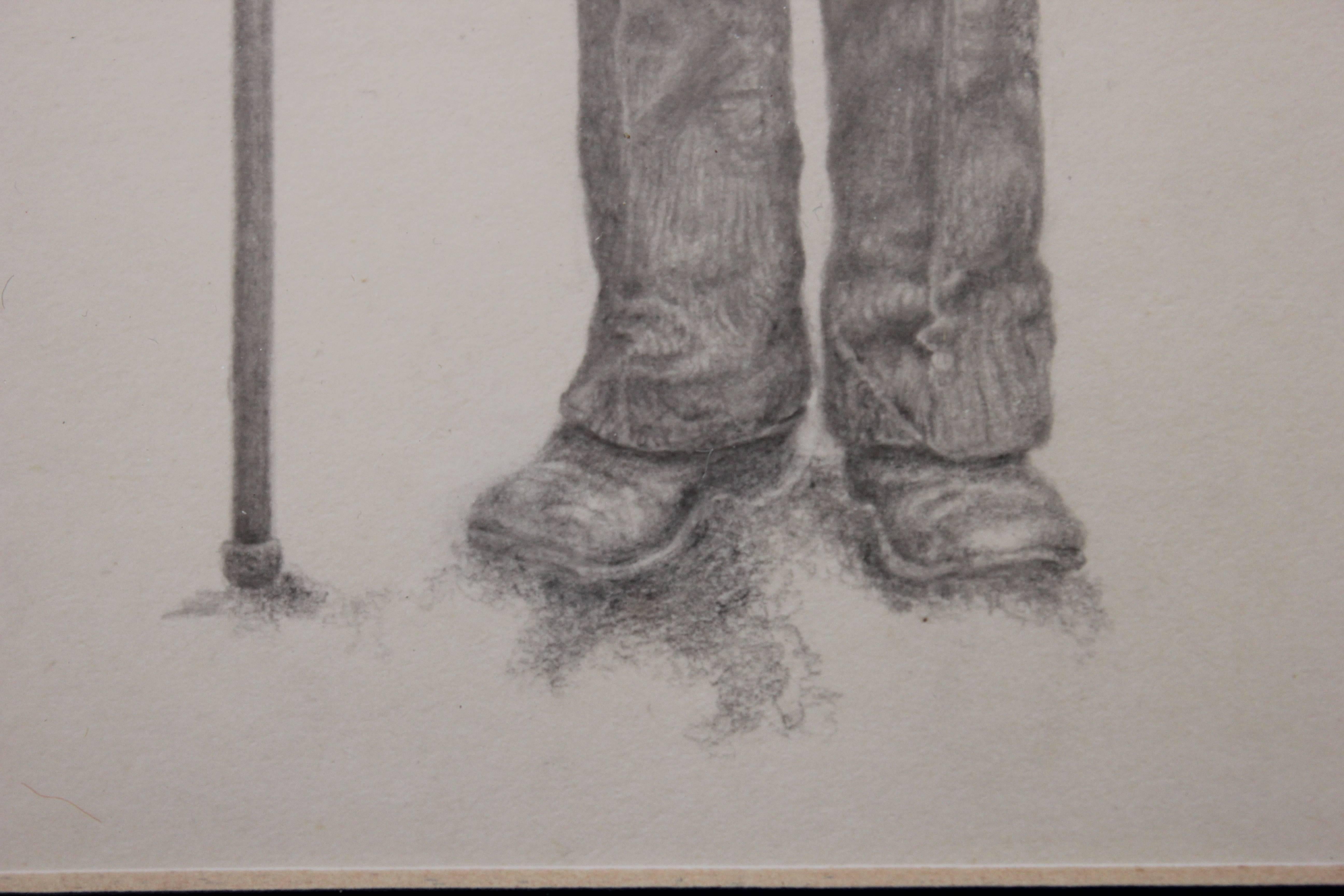 Portrait Sketch of Man with a Cane For Sale 1