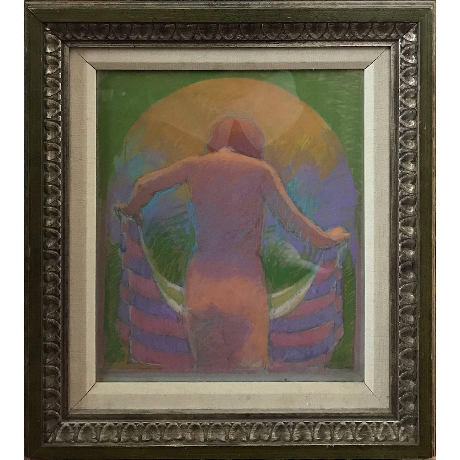 William Anzalone Figurative Painting - Abstract Modern Pastel Tonal Nude Figurative