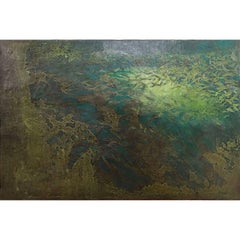 Peinture impressionniste d'un paysage inversé vert