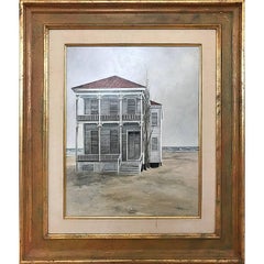 Peinture naturaliste d'une maison de plage à Galveston