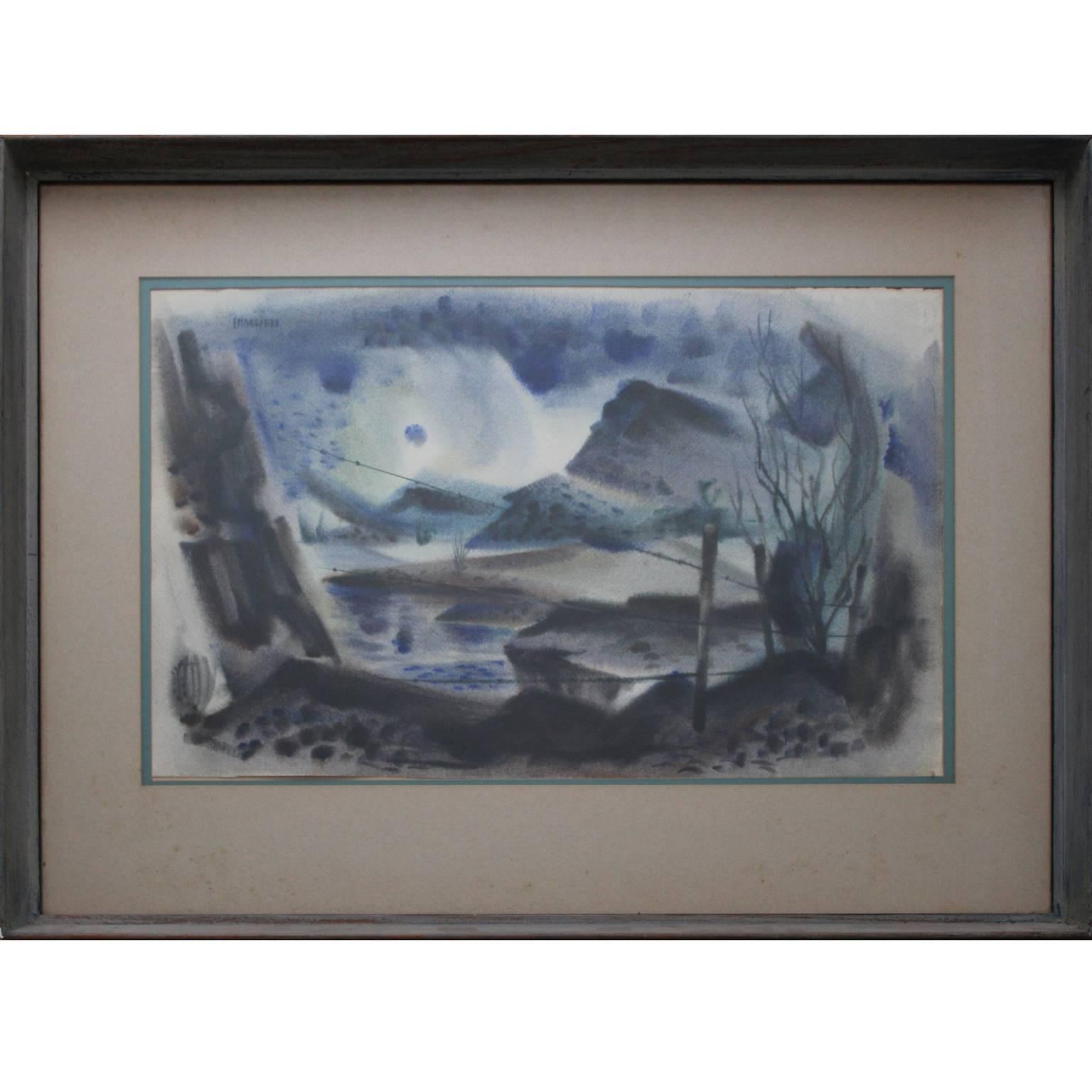 Very Early 1950s Abstract Texas Desert Landscape - Painting by Paul Maxwell