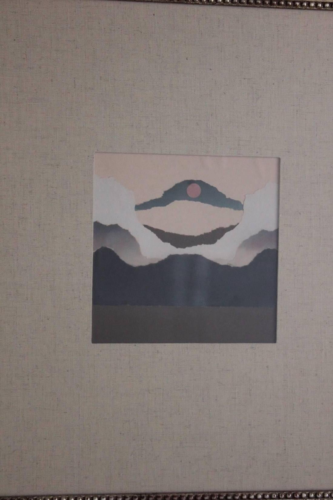 Cuadríptico - Técnica Mixta Abstracta, Paisaje Collage en venta 2