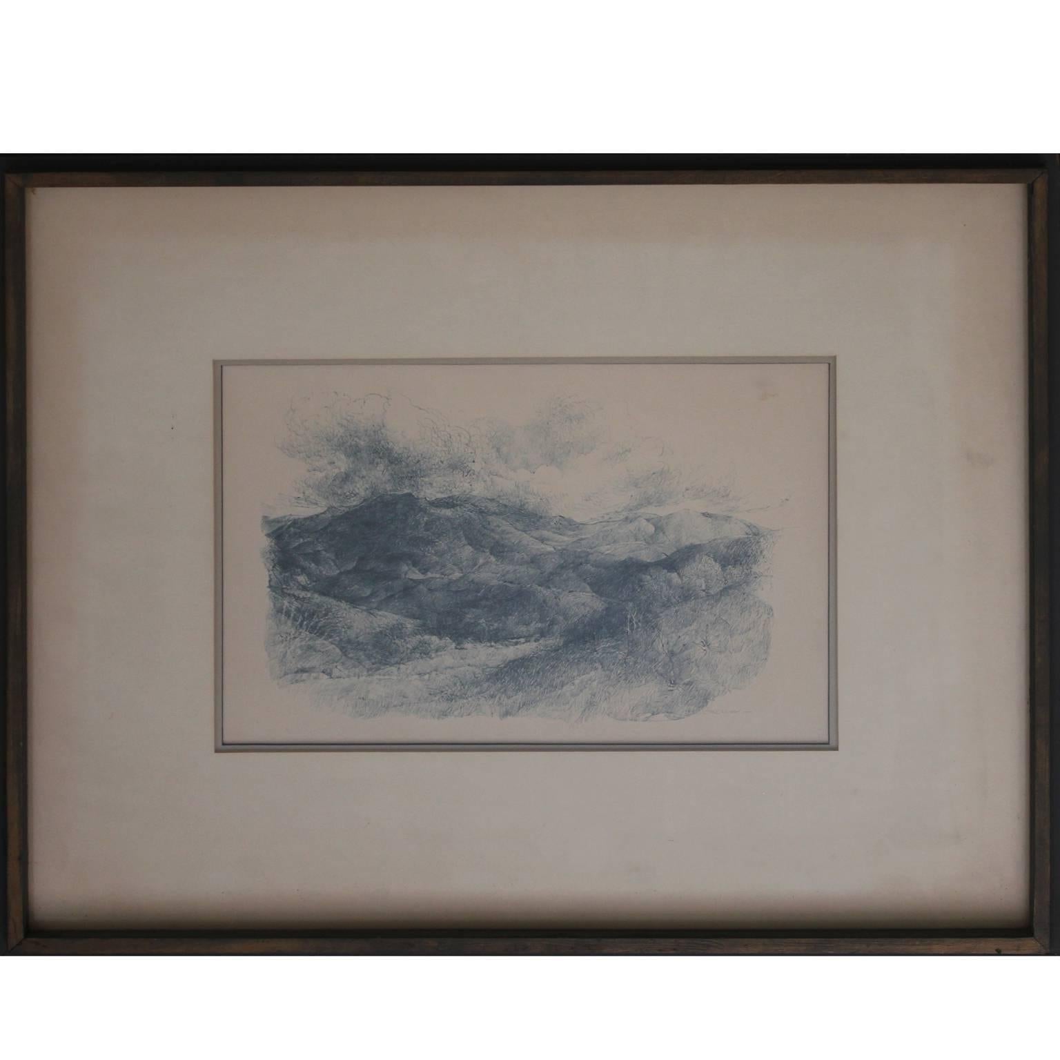 "Mexican Landscape" Early Landscape Drawing - Art by John William Guerin