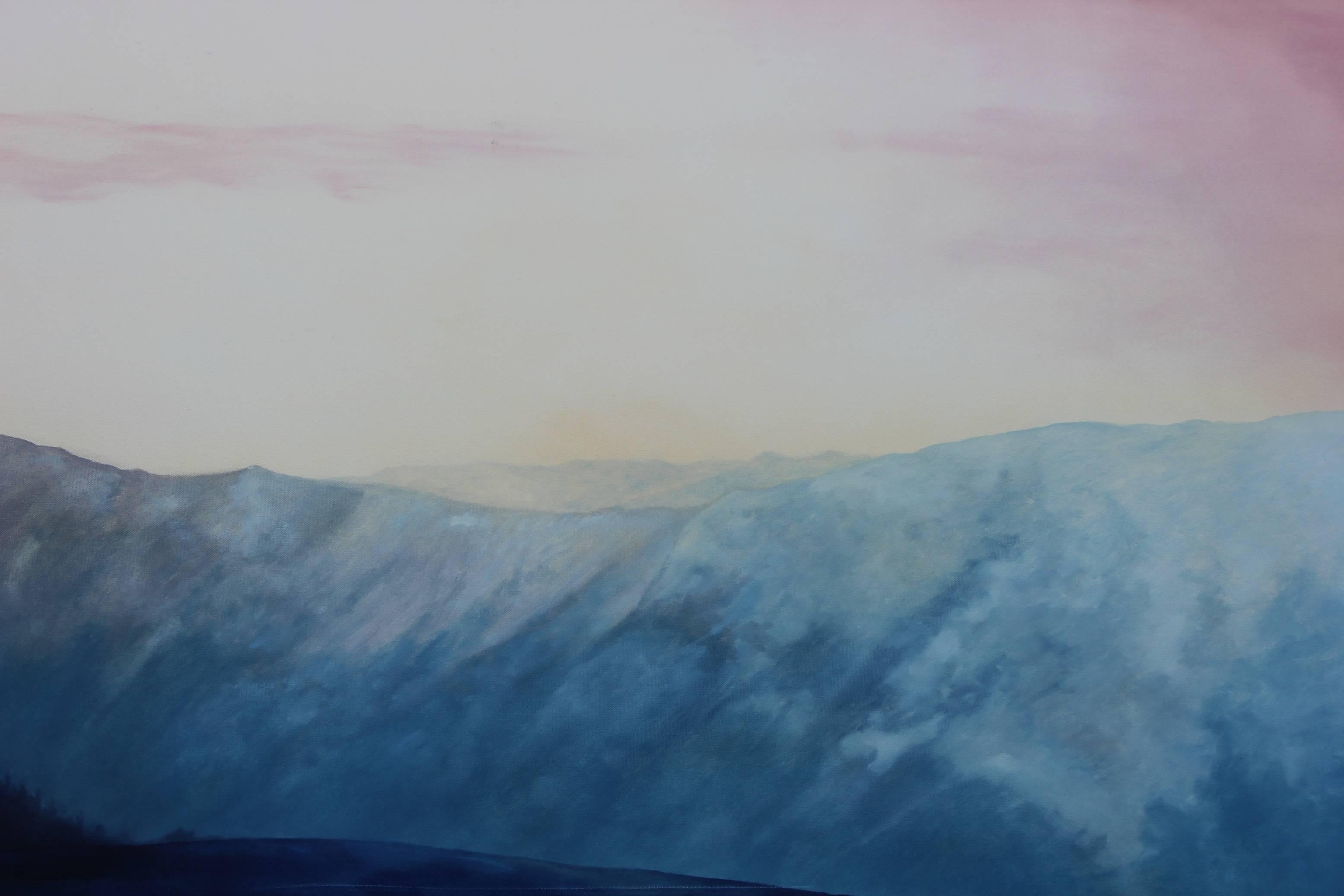 Naturalistic Pastel Mountain Landscape - Painting by Nancy Conrad