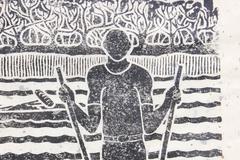 Oyster Tonger Block Print