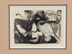 "Mujeres (Dead Woman)" Modern Mexican Social Realist Black and White Lithograph