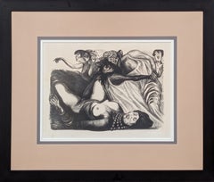 "Mujeres (Donna morta)" Litografia in bianco e nero del realismo sociale messicano moderno