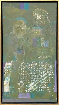 "Tierra Nueva" Early Modern Green, Blue, & Purple Abstract Painting