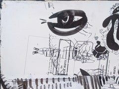 Pintura moderna en blanco y negro, surrealista, figurativa, abstracta y de técnica mixta