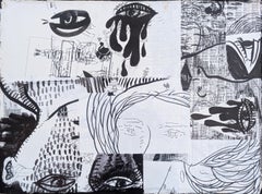 Pintura moderna en blanco y negro, surrealista, figurativa, abstracta y de técnica mixta
