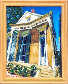“Umbracious” Colorful Blue and Yellow Architectural Painting of a New Orleans