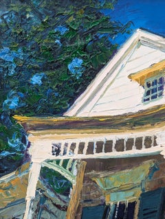 “Umbracious” Colorful Blue and Yellow Architectural Painting of a New Orleans
