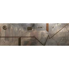 Monumental Pebworth Inspired Brutalist Aluminum, Bronze, Copper Wall Sculpture