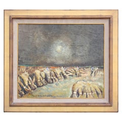 Impressionist Impasto Painting of Women Harvesting Wheat