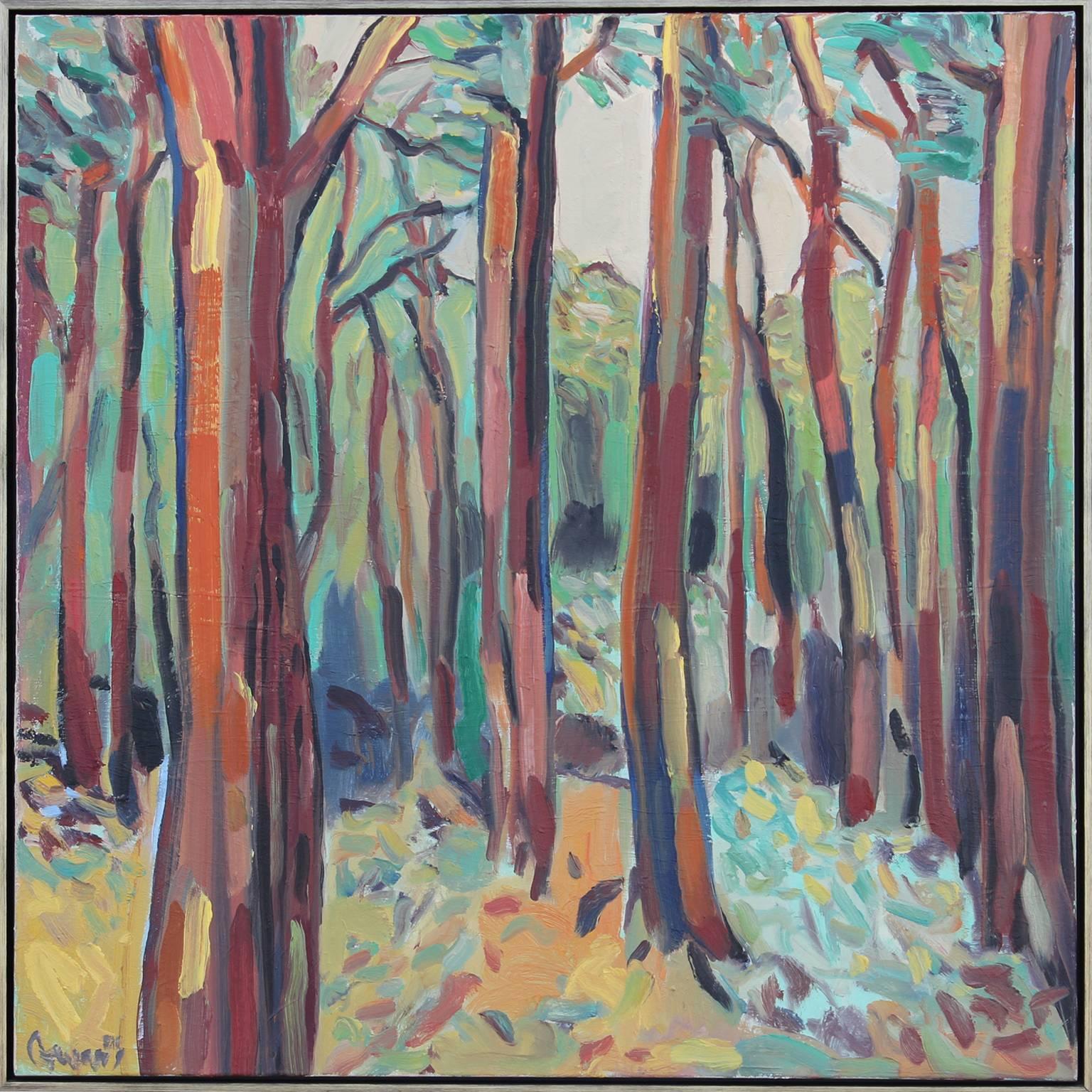Ted Cowart Abstract Painting - Abstract Landscape of Trees