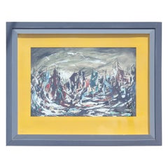 Vintage Earth Toned Abstract Cityscape 