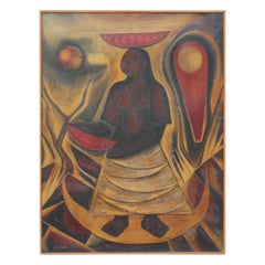 Abstract of a Woman and Watermelon in the Style of Rufino Tamayo