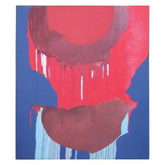 Sans titre - Peinture abstraite rouge et bleue