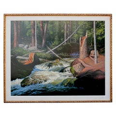 John D. Cogan 1985 Large Running River Nature Painting