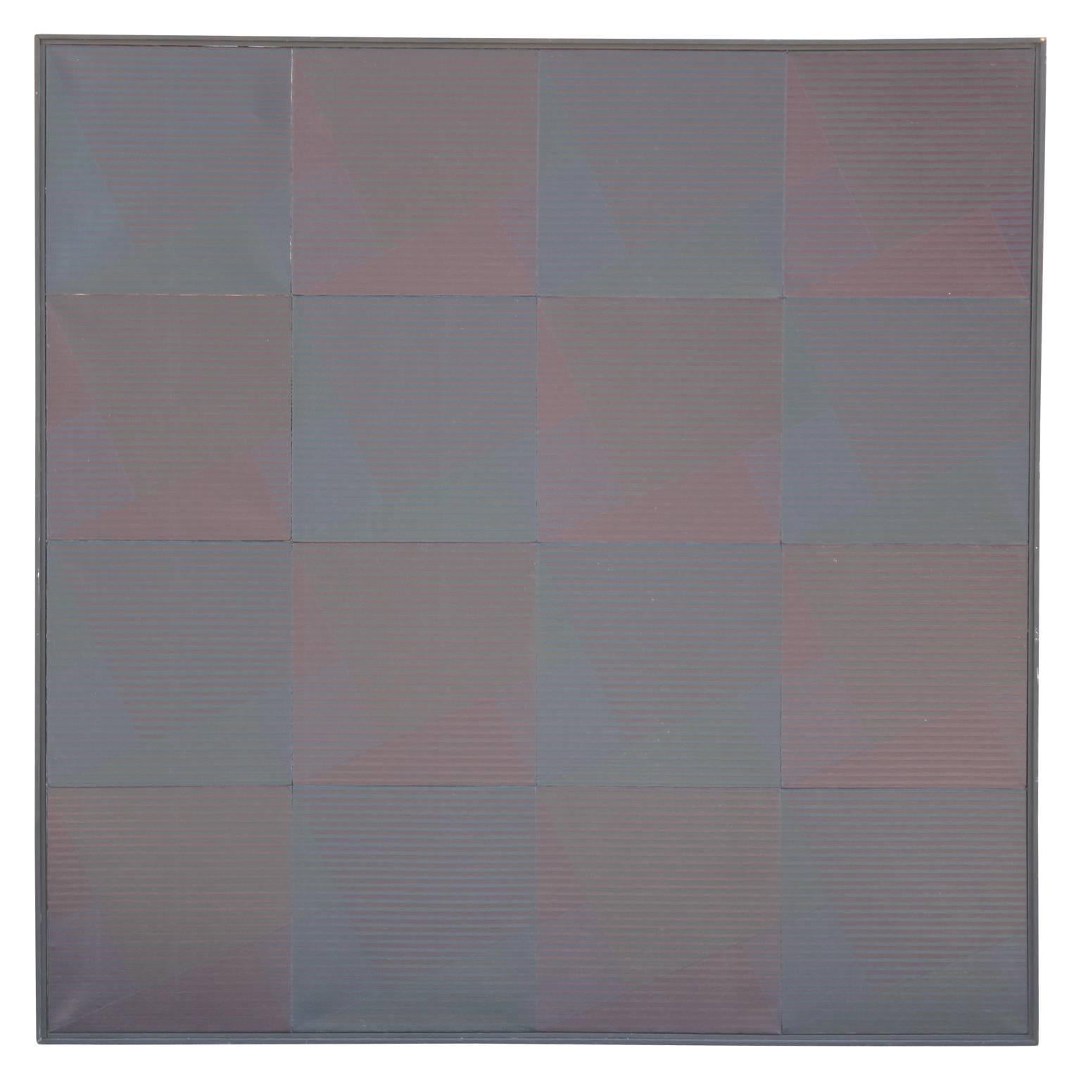 "Pythagoras 1", Massive, Abstract Checkered Painting - Art by Elva Stewart