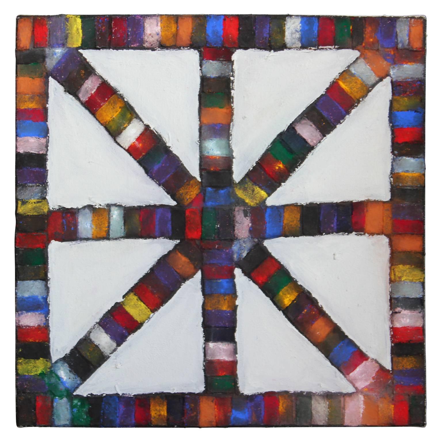 "Cross Tracks 7" Geometric Color Wheel Painting