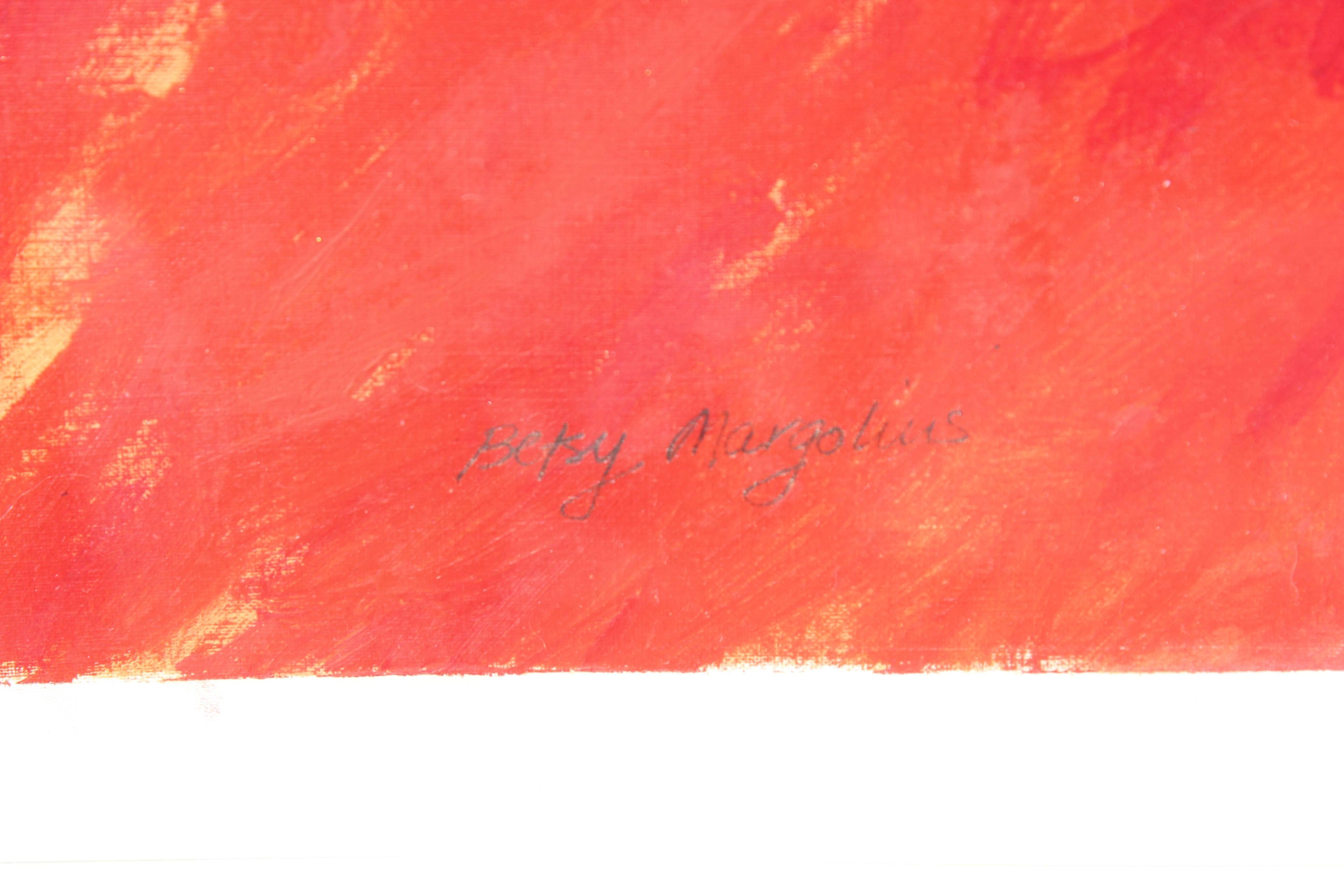 Red Abstract Landscape - Painting by Betsy Margolius