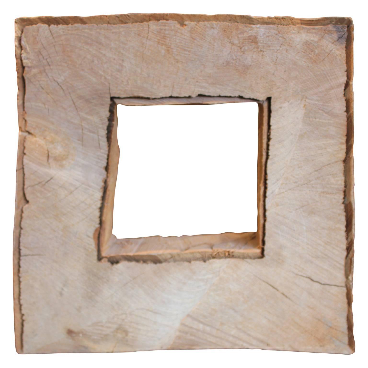 Square Wood Window Sculpture - Brown Abstract Sculpture by David Nash