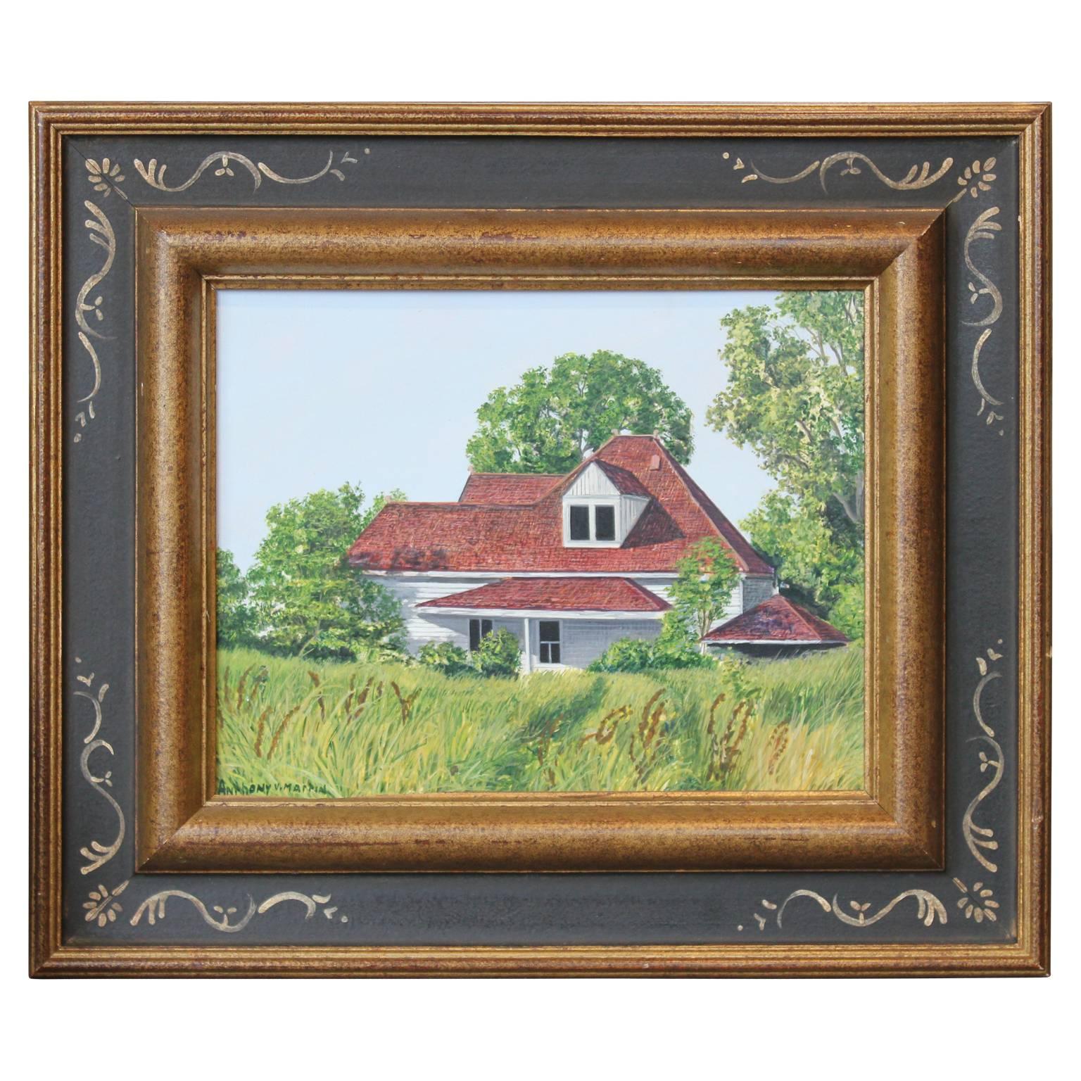 Landscape Painting Anthony V. Martin - "Résidence d'Andorra", paysage de maison de campagne