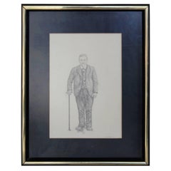 Portrait Sketch of Man with a Cane