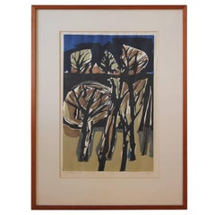 Vintage "Autumn" Cubist Style Woodblock Print Edition 10/100 