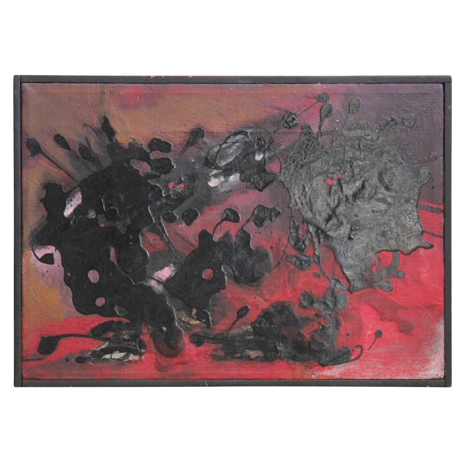 Red and Black Abstract Painting - Art by Unknown