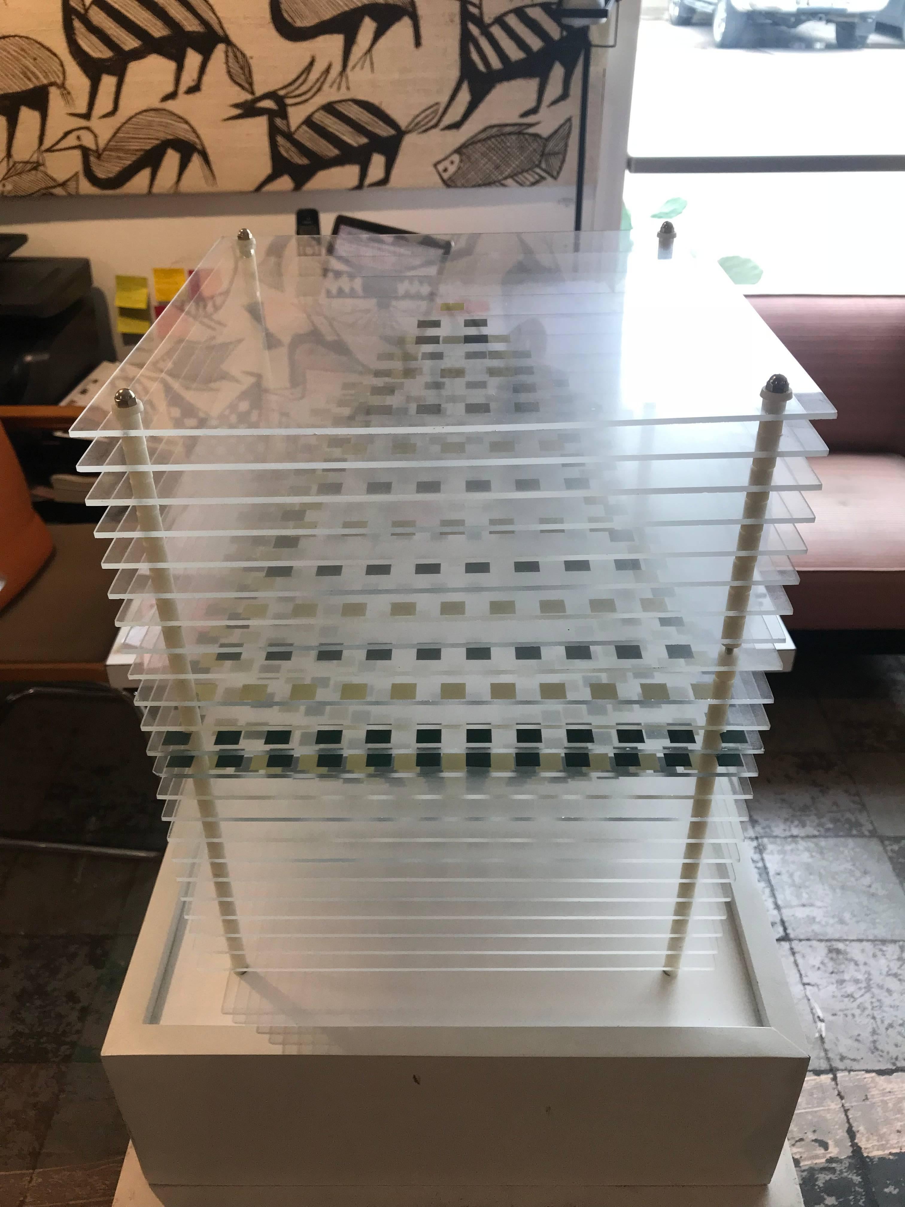 R. Michael Reed Geometric Plexiglass Sculpture w/ Pedestal Display
